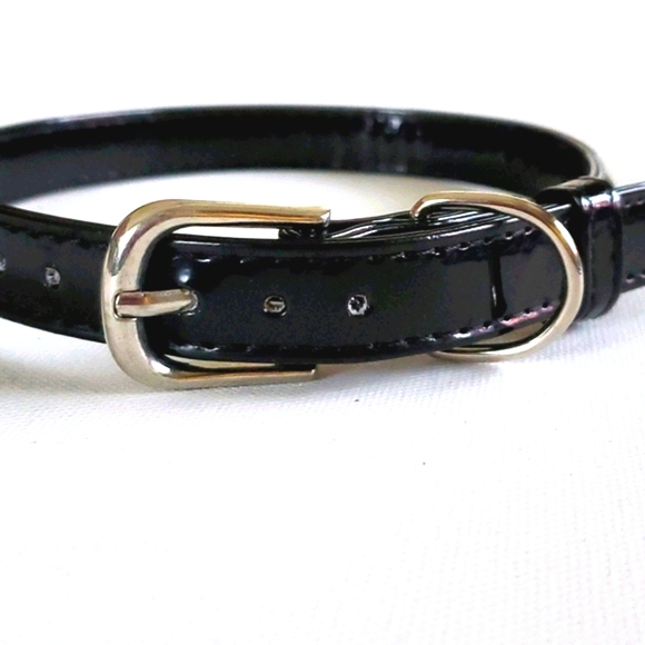 Dog Collar Green Iridescent Stones Faux Black Pate - Picture 13 of 14